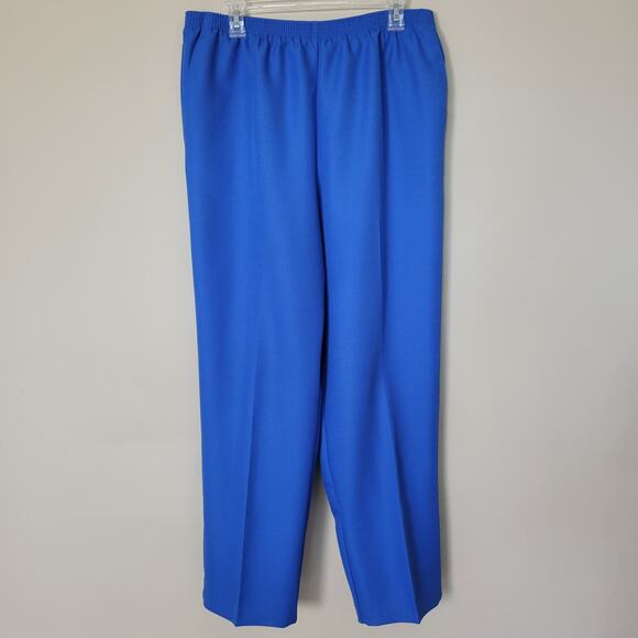 NWT Alfred Dunner Classics 16 Pull On Elastic Waist High Rise Pants Pockets Blue - Picture 1 of 11